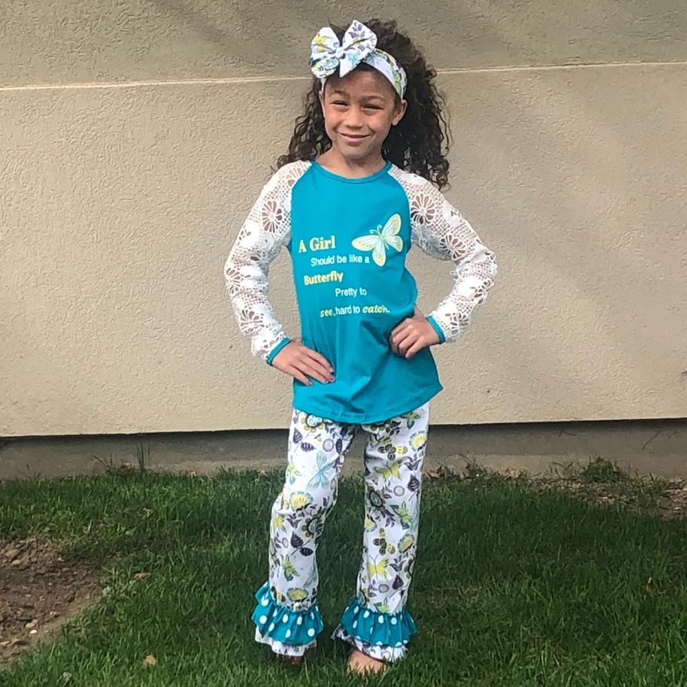 SALE  🦋 Girls Should be like a Butterfly 2pc  Set - Picture 3 of 8